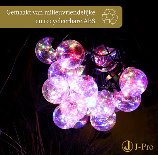 J-Pro 10 Color Lichtsnoer Buiten op Netstroom - Tuinverlichting LED - Buiten Lichtslinger - 10 LEDs Tuinverlichting Met Stekker -10+1,5m