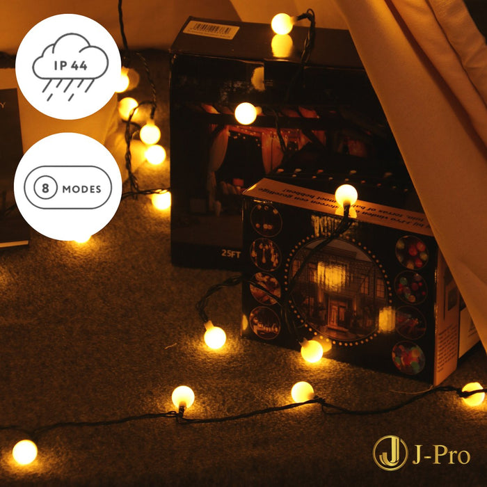 J-Pro Blurry 100 Warm Lichtsnoer Buiten op Netstroom - Tuinverlichting LED - Buiten Lichtslinger - 100 LEDs Tuinverlichting Met Stekker - 15+2m - ø2,5cm
