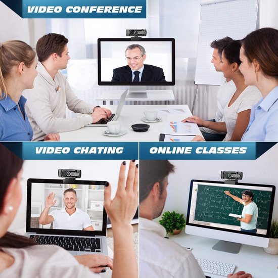 EYONMÉ Webcam - Webcam voor PC - Camera met Microfoon en Cover - Windows en Mac - HD - 1080P - 2MP
