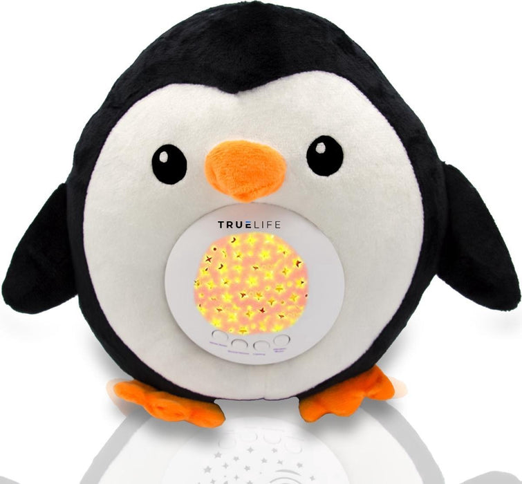 TrueLife Slaaptrainer en White Noise Machine en Sterrenprojector – Knuffel Pinguïn – Slaapgeluiden – Witte Ruis – Baby - Peuter
